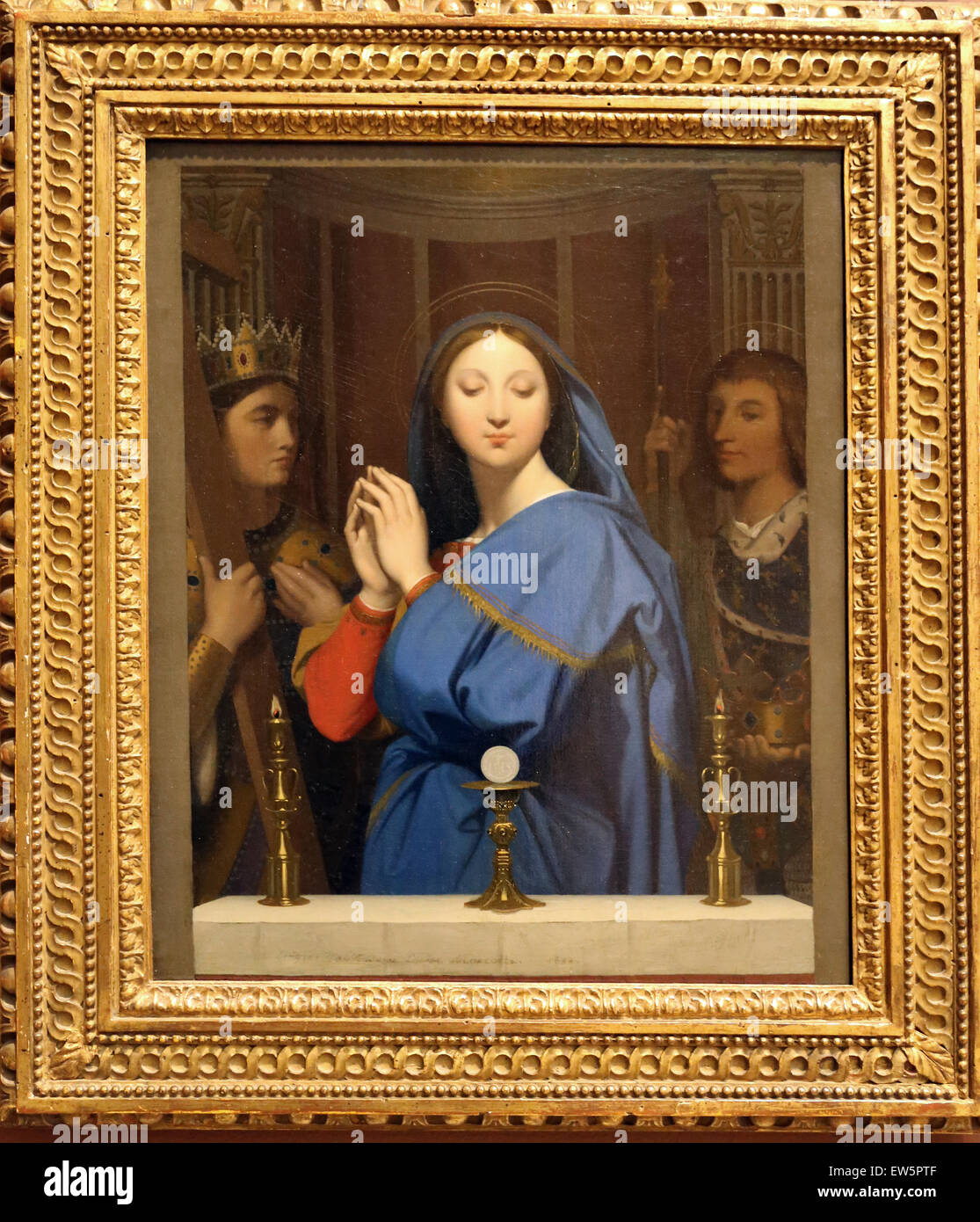 Jean Auguste Dominique Ingres (1780-1867). Französischer Maler. Die Jungfrau anbetend die Gastgeber, 1852. Öl auf Leinwand. Metropolitan Museum Stockfoto