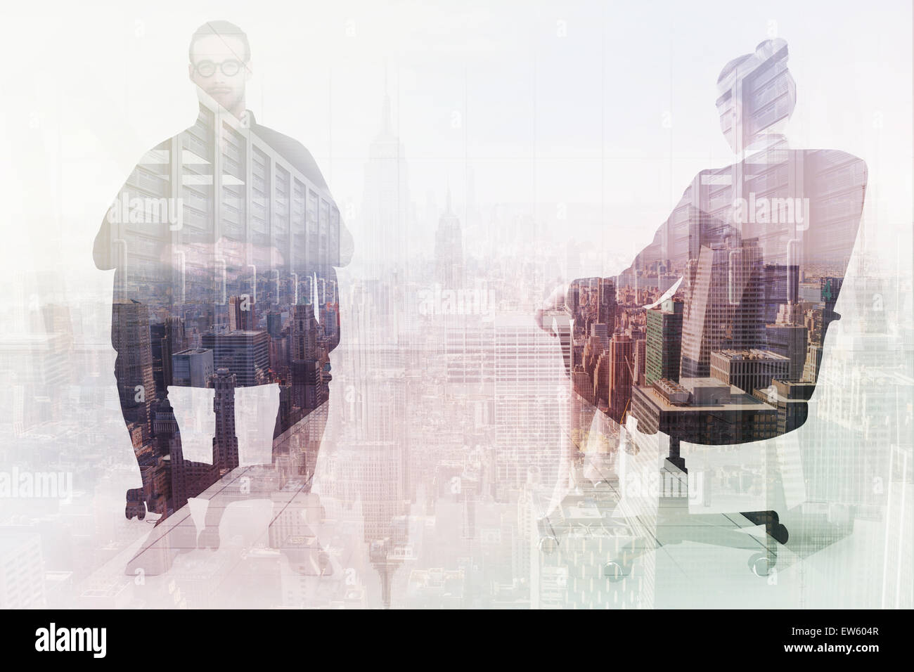 Zusammengesetztes Bild Heck Geschäftsmannes sitzen auf einem Bürostuhl Stockfoto
