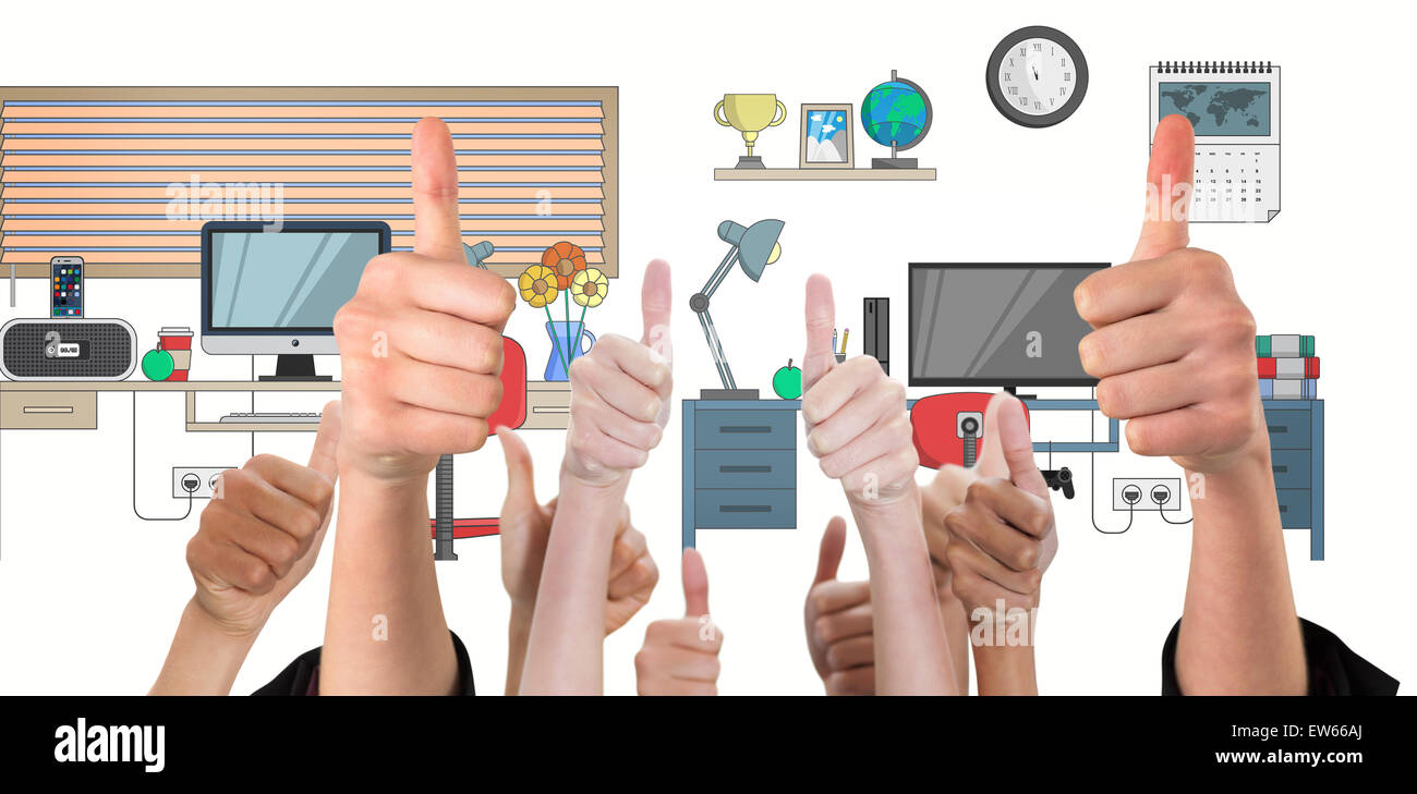 Zusammengesetztes Bild Hände zeigen, Daumen nach oben Stockfoto