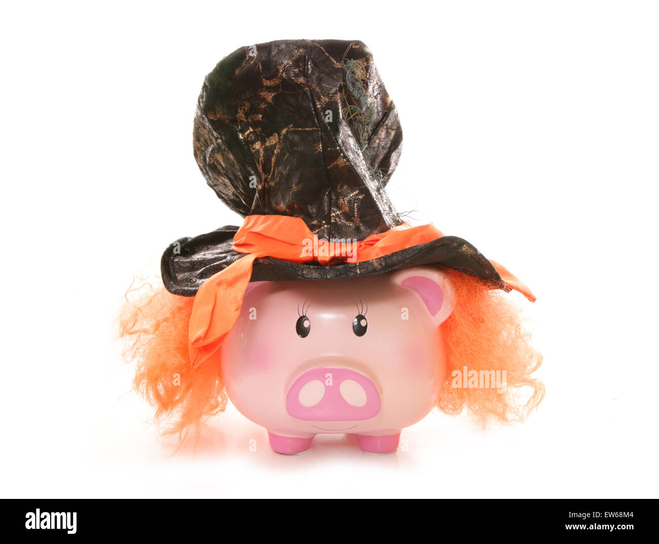Piggy Bank tragen Hutmacher Hut Studio Ausschnitt Stockfoto
