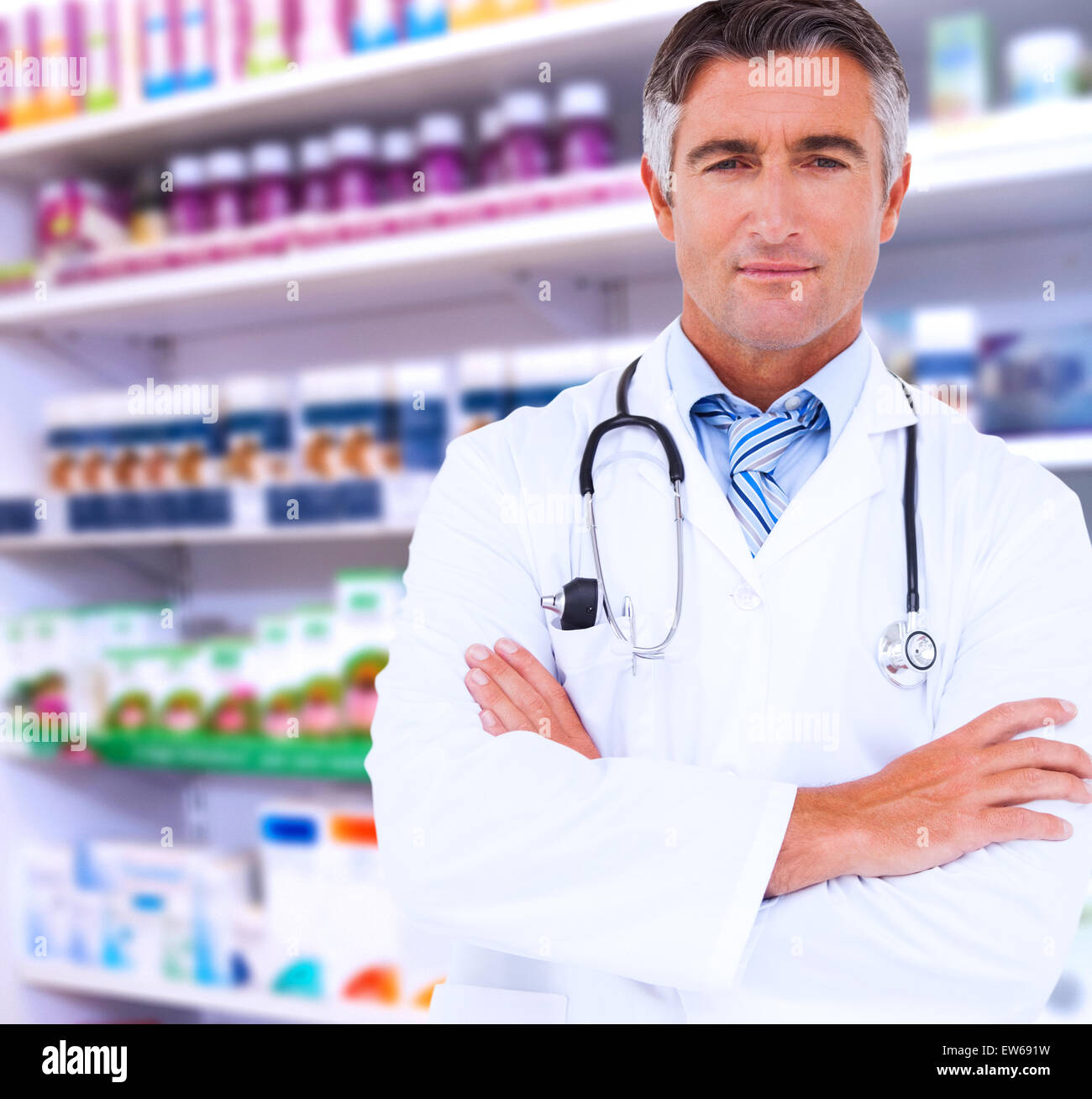 Zusammengesetztes Bild von Ernst Arzt Blick in die Kamera Stockfoto