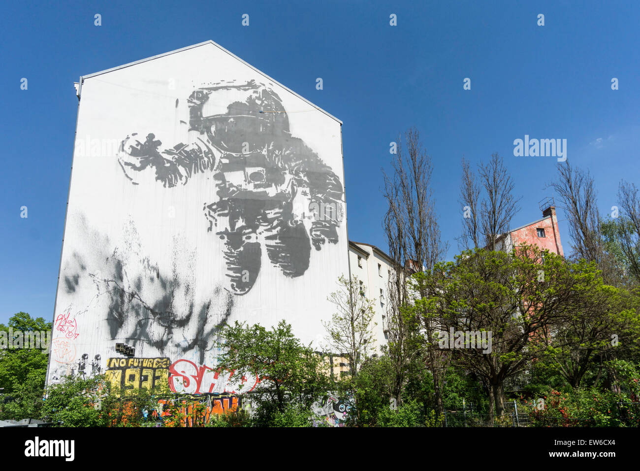 Wandmalerei, Astronaut, Kreuzberg, Berlin Stockfoto
