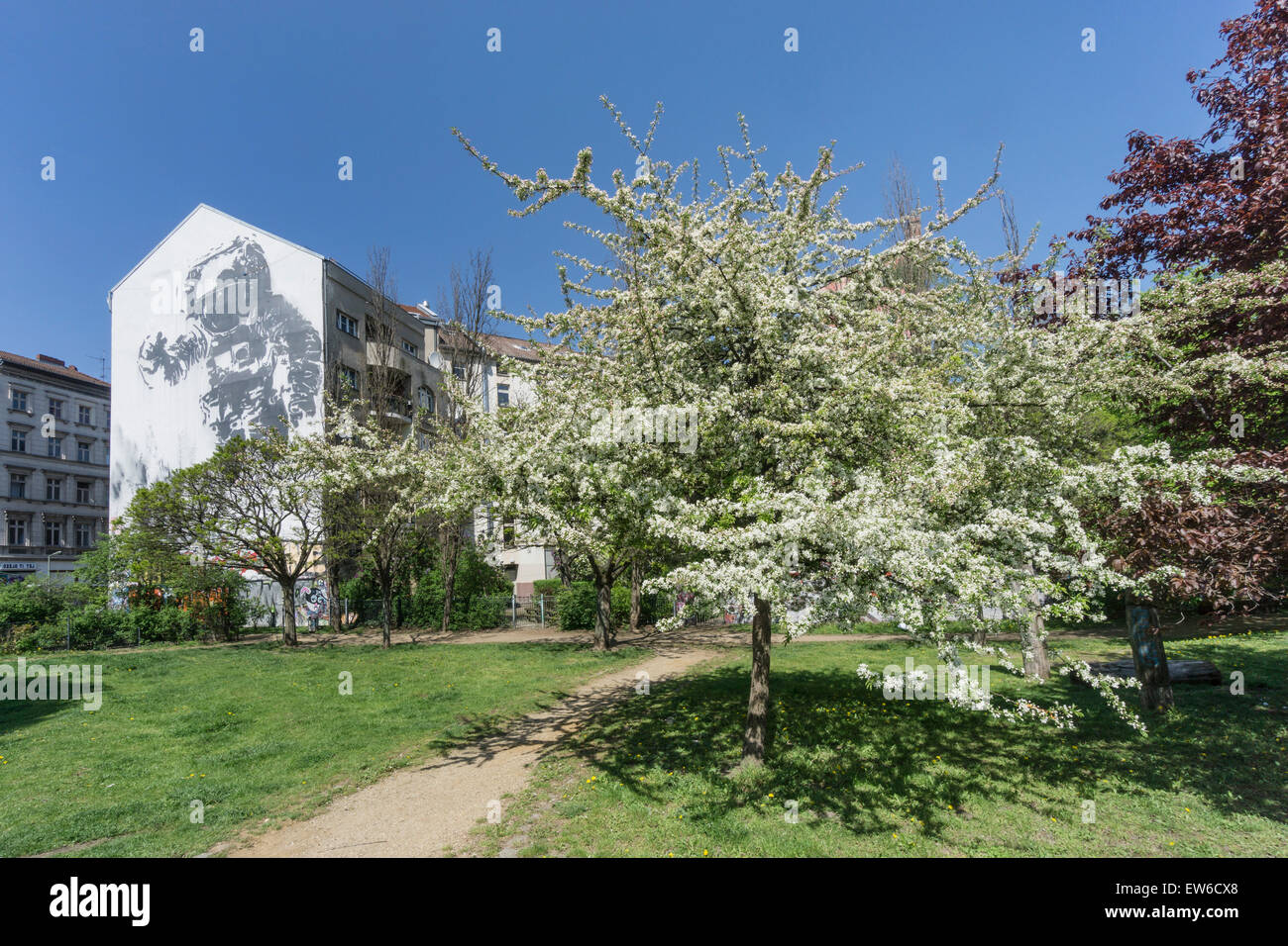 Wandmalerei, Astronaut, Kreuzberg, Berlin Stockfoto