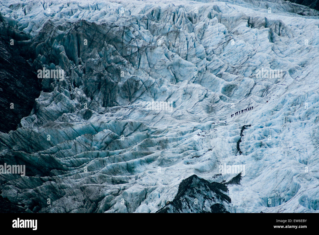 Eine Gruppe von Wanderern zu Franz Josef Glacier, Neuseeland erkunden. Stockfoto