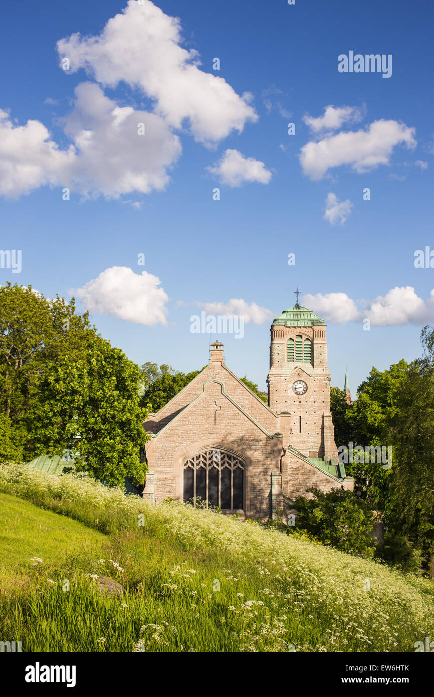 Einen malerischen Blick auf eine alte mittelalterliche Kirche in Stockholm Schweden Stockfoto