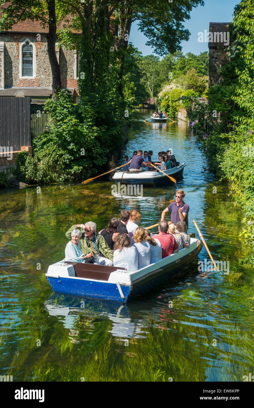 Boat Trip Tour Fluss Stour Canterbury Kent UK Stockfoto