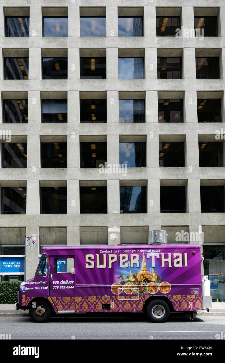 Thai Food-Truck in der Innenstadt von Vancouver, BC, Kanada Stockfoto