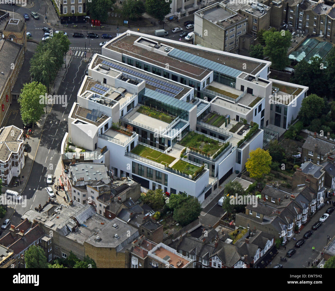 Luftaufnahme der Universität von Greenwich, Stockwell Street Library, Greenwich, London, UK Stockfoto