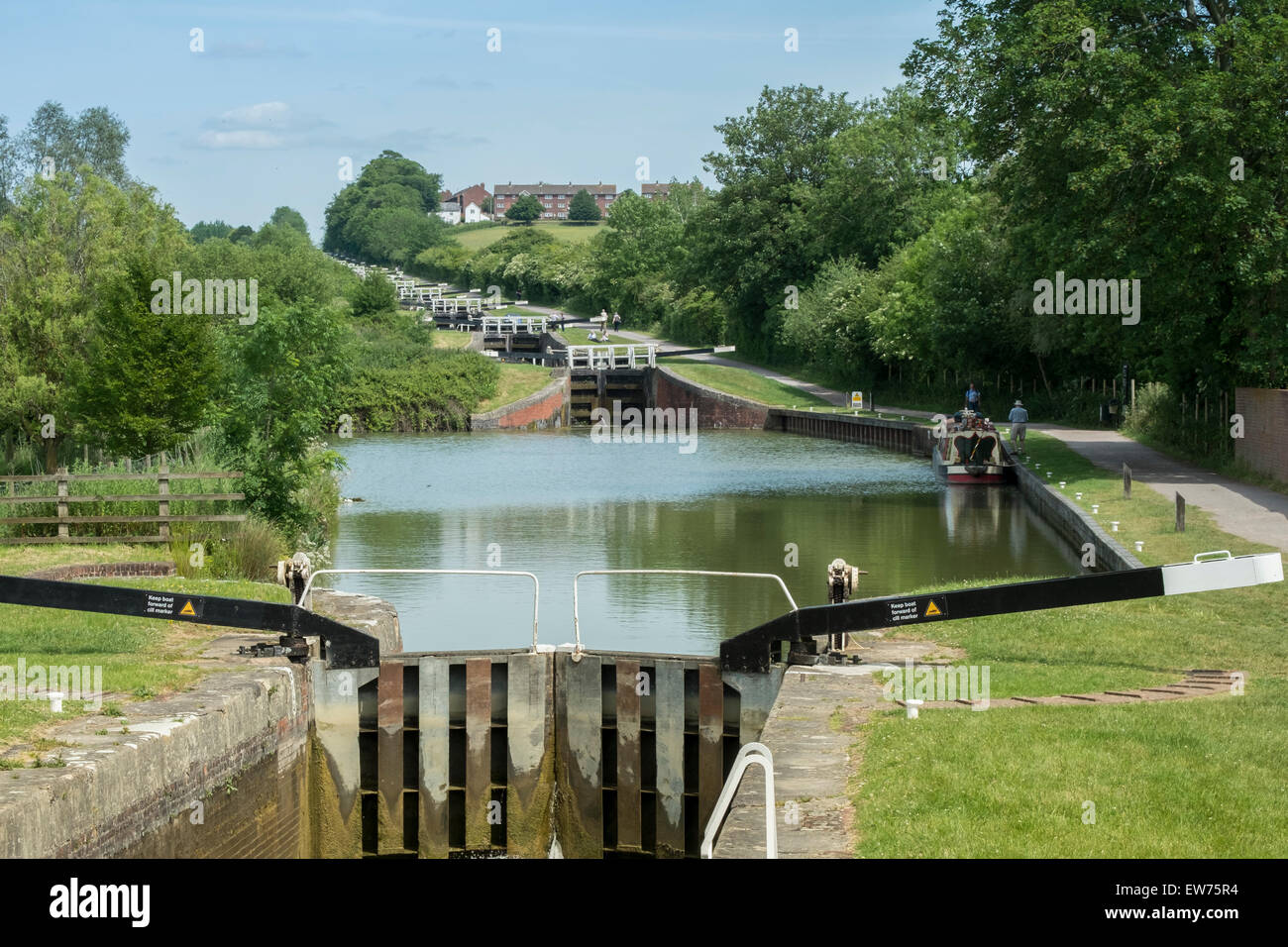 Kennet und Avon Kanal in Caen Hill Schlösser in Devizes Wiltshire UK Stockfoto
