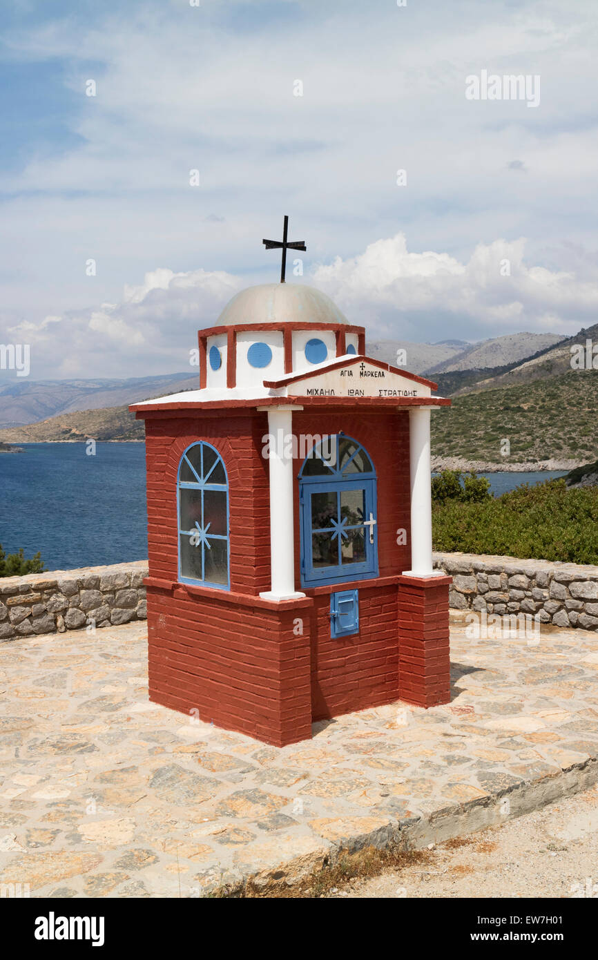 Kleine Kapelle in der Nähe von das Meer in Metoxi, auf der Insel Chios, Griechenland Stockfoto