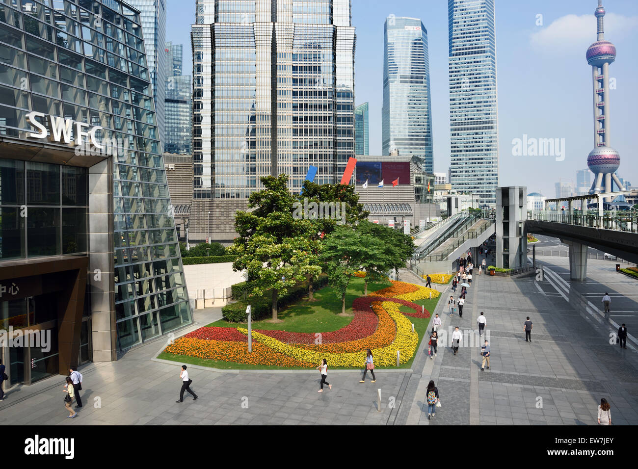 Shanghai Pudong Stadt Oriental Pearl TV Tower, Jin Mao Tower, World Financial Center China Stockfoto