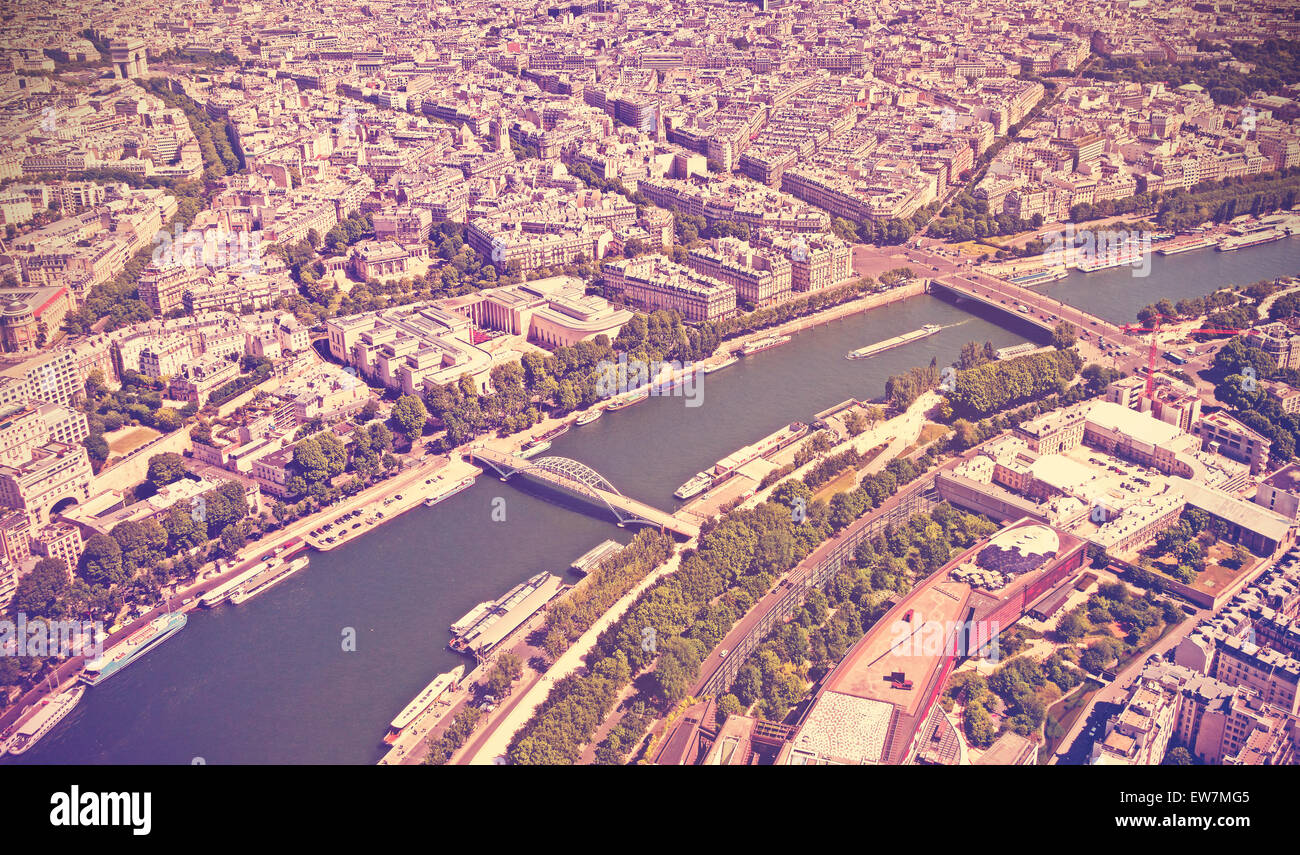 Retro getönten Panorama von Paris, Frankreich. Stockfoto