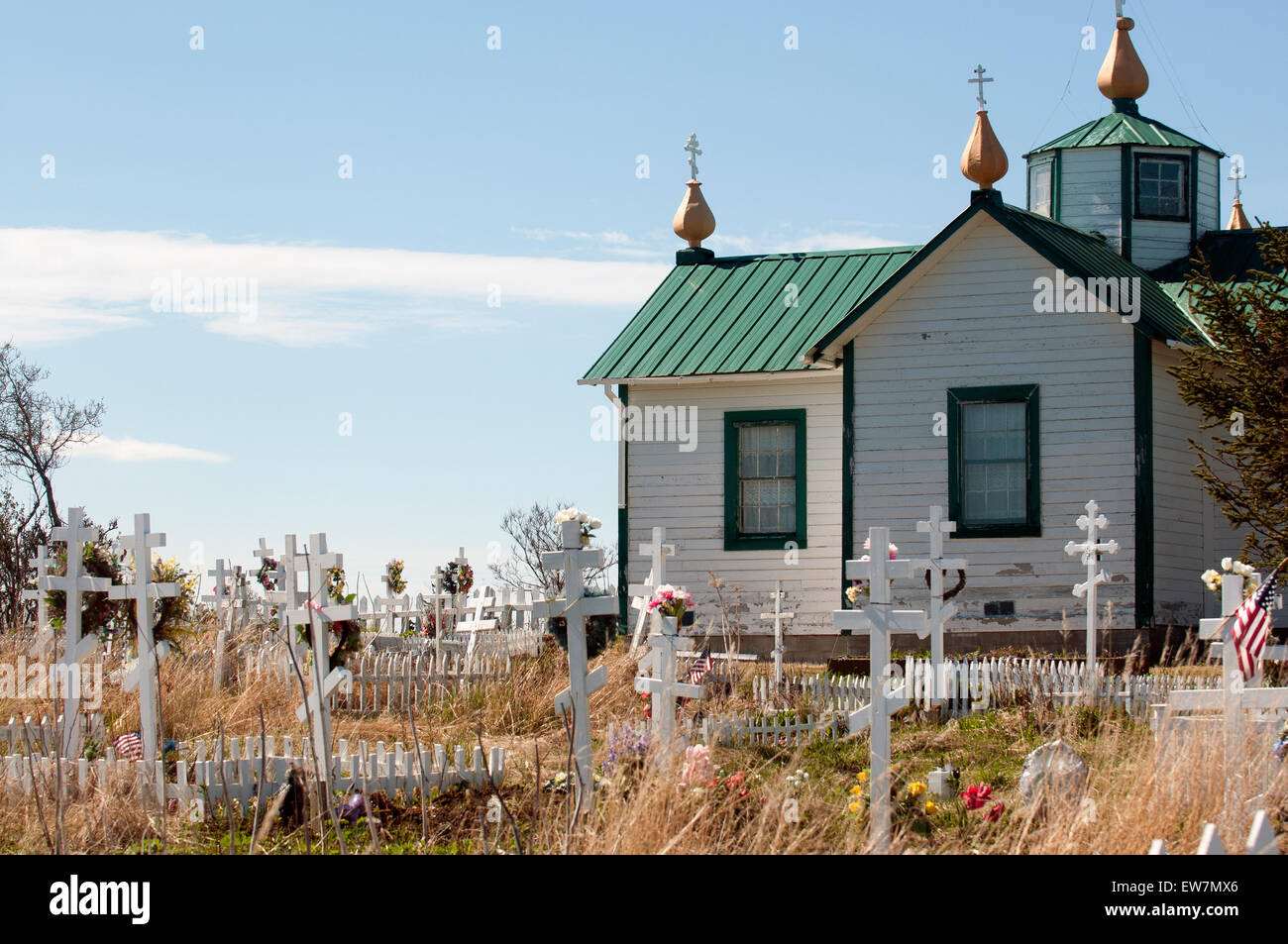 Russische Kirche in Ninilchik auf der Kenai-Halbinsel Stockfoto