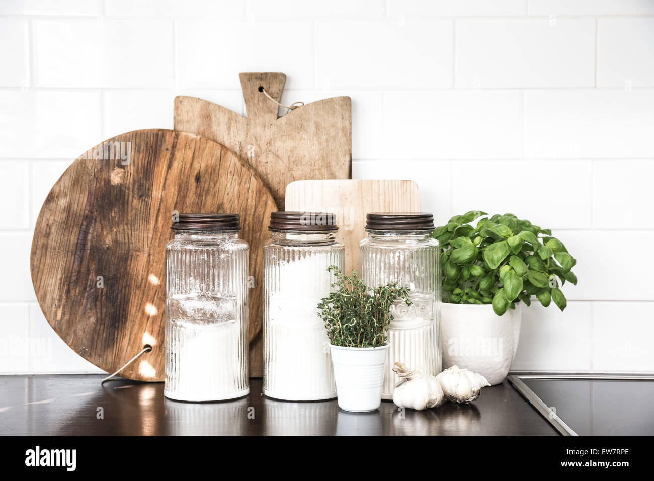 Stillleben von Küche essentials Stockfoto