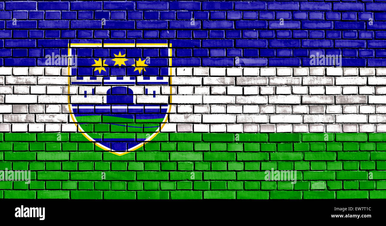Flagge der Kanton Una-Sana auf Mauer gemalt Stockfoto