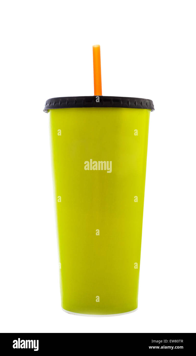 Fast-Food-Trinkbecher, isoliert auf weißem Hintergrund Schneidepfade Stockfoto