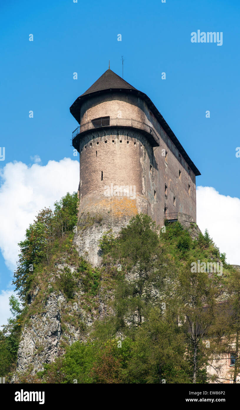Mittelalterliche Burg Oravsky Hrad in der Slowakei. Oberen Teil. Stockfoto