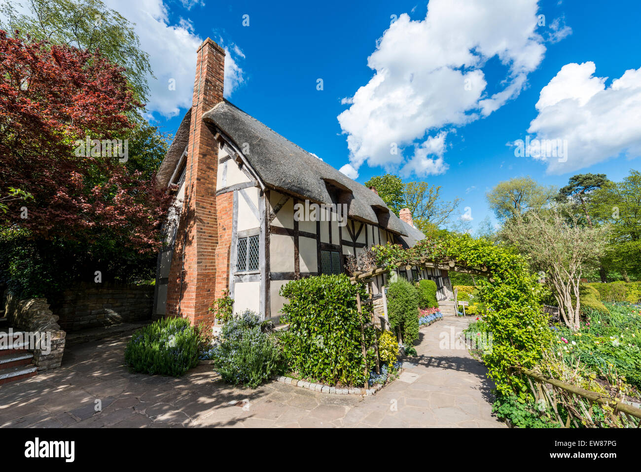 Anne Hathaway Ferienhaus und Gärten in Stratford-upon-Avon war das Haus von Anne Hathaway, die Ehefrau von William Shakespeare Stockfoto