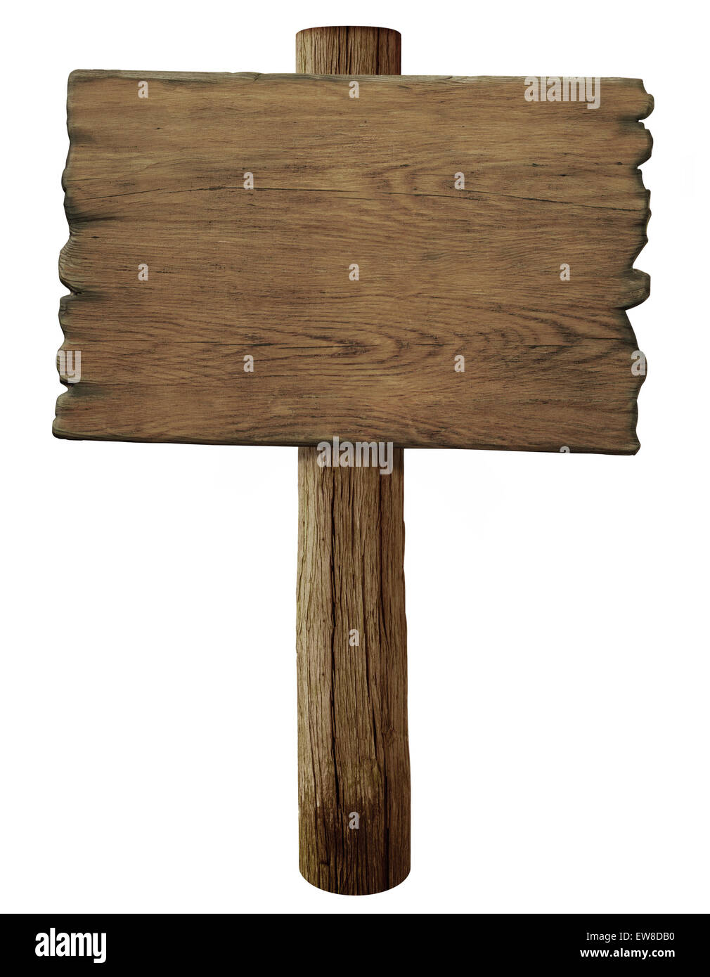 leere alte Holz Straßenschild isoliert Stockfoto