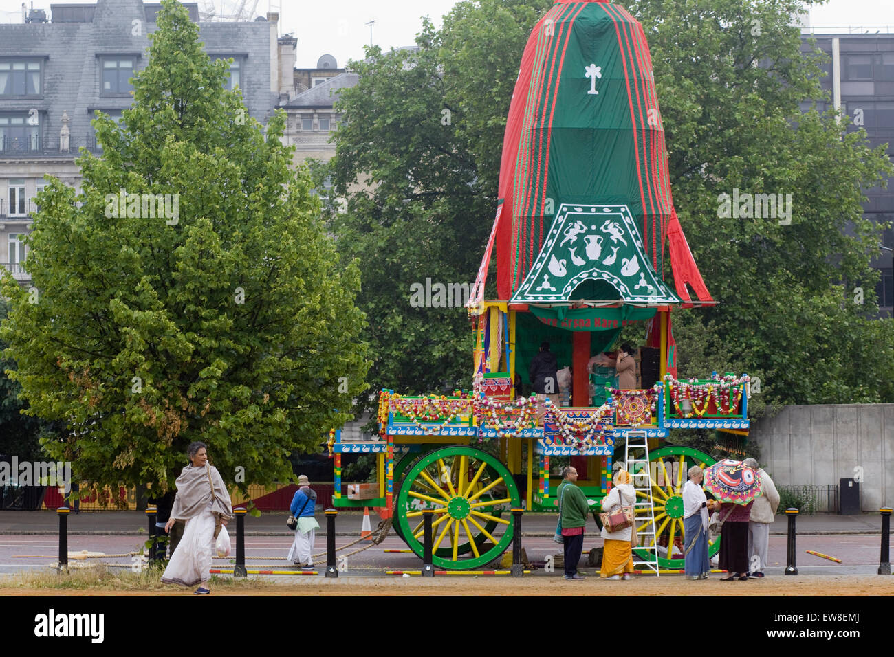 Rathayatra Parade, Hare-Krishna-Anhänger in London. Stockfoto