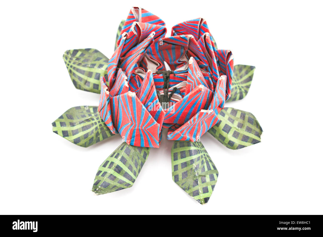 Bunte Lotus Origami isoliert auf weiss Stockfoto