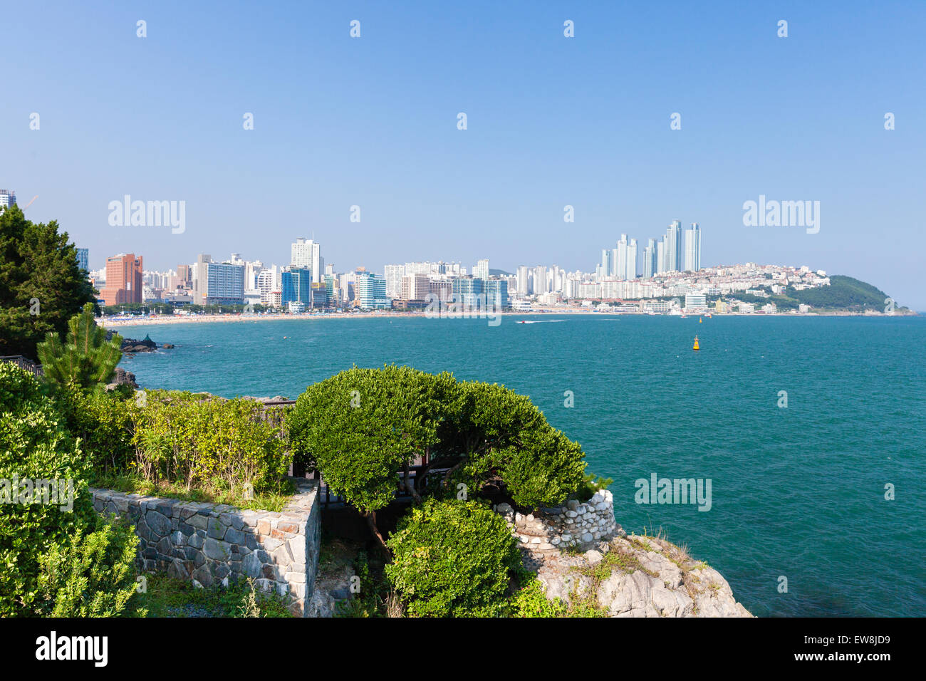 Busan, Südkorea - 22. August 2014: die Ansicht der Haeundae Strand einer der beliebtesten Strände von Busan Metropolitan City, das große Stockfoto