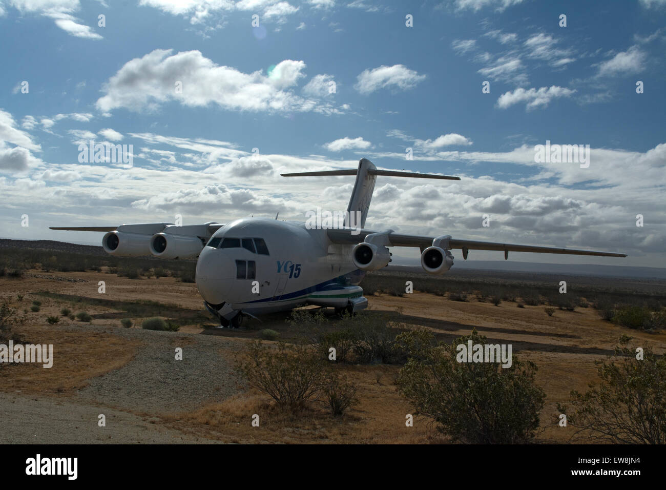 Der YC15-Prototyp, eines der Flugzeuge auf dem Display an der Jahrhundert-Kreis außerhalb der Edwards AFB in Kalifornien. Stockfoto