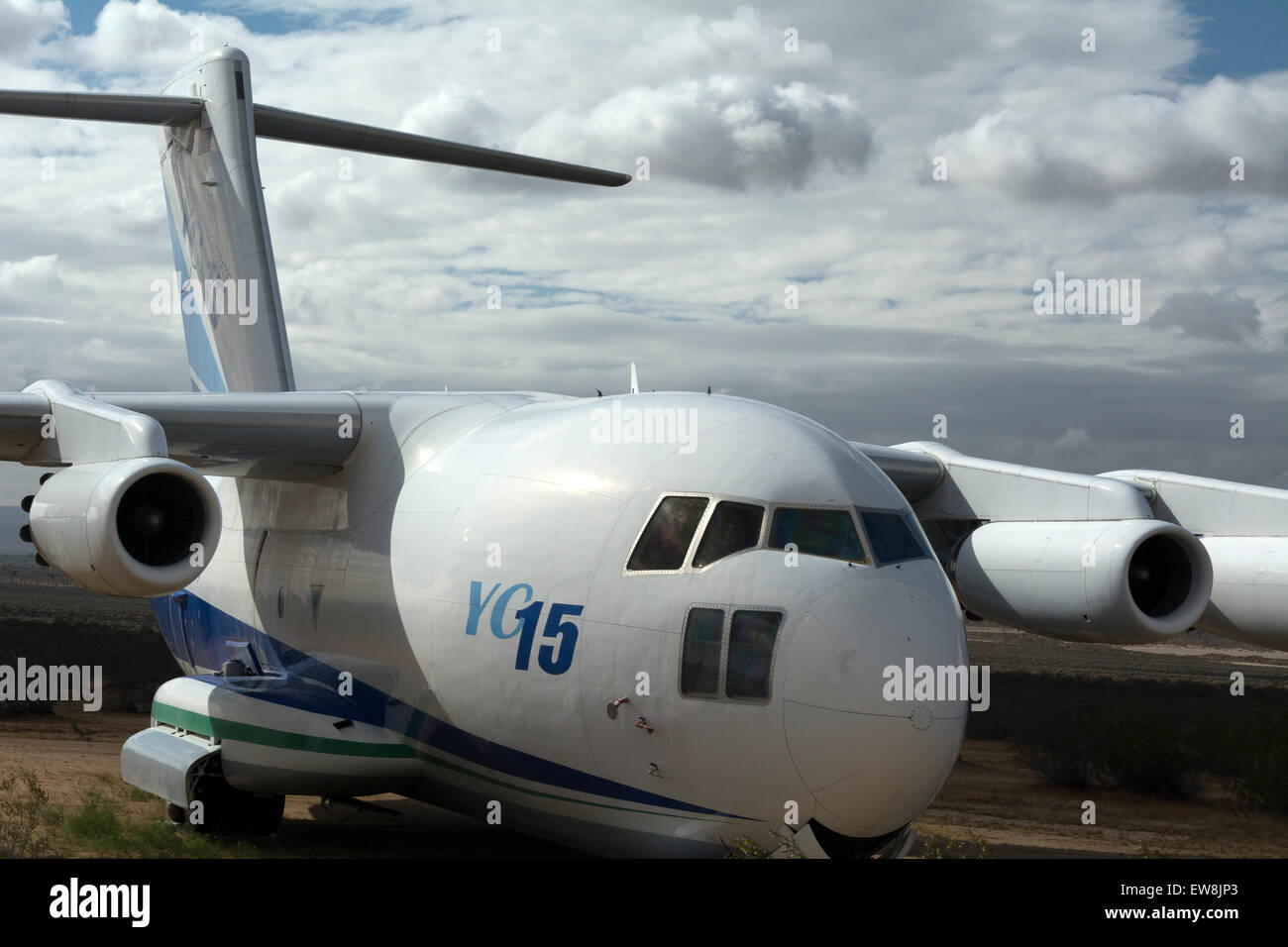 Der YC15-Prototyp, eines der Flugzeuge auf dem Display an der Jahrhundert-Kreis außerhalb der Edwards AFB in Kalifornien. Stockfoto