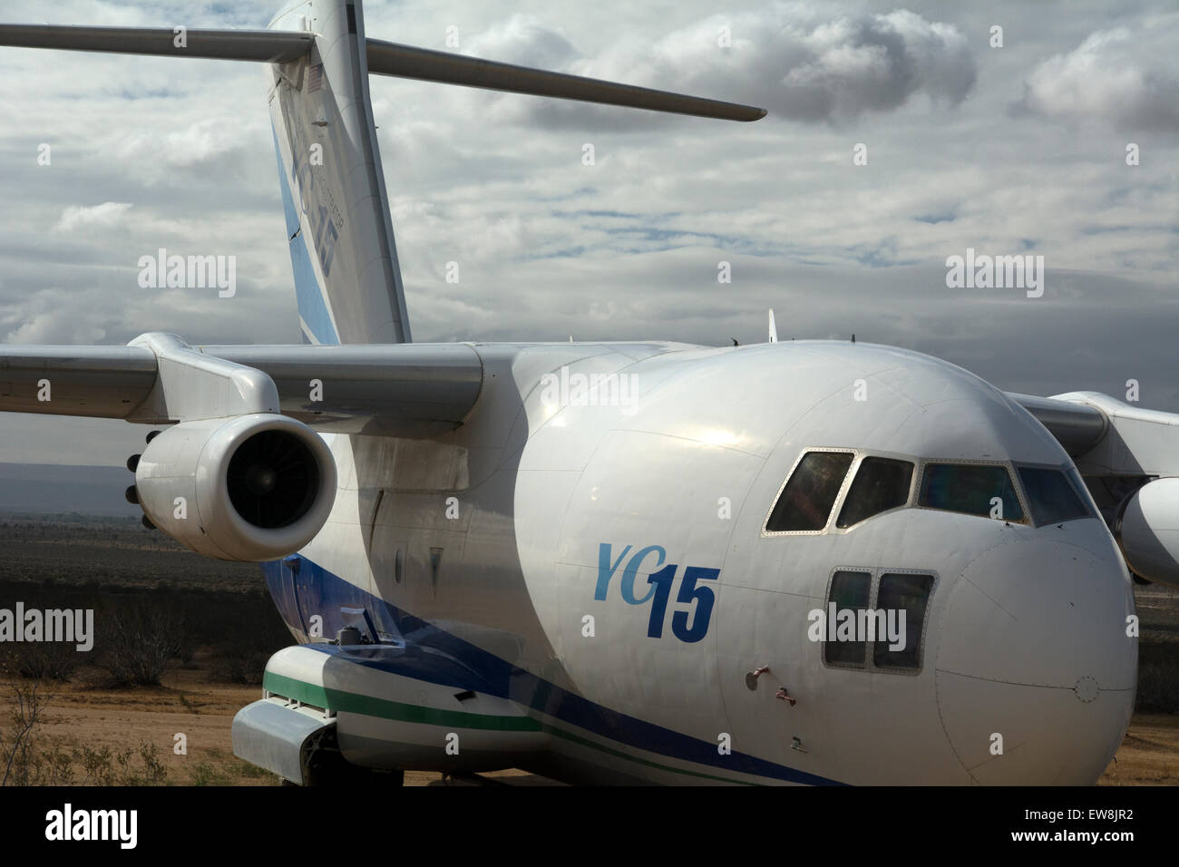 Der YC15-Prototyp, eines der Flugzeuge auf dem Display an der Jahrhundert-Kreis außerhalb der Edwards AFB in Kalifornien. Stockfoto