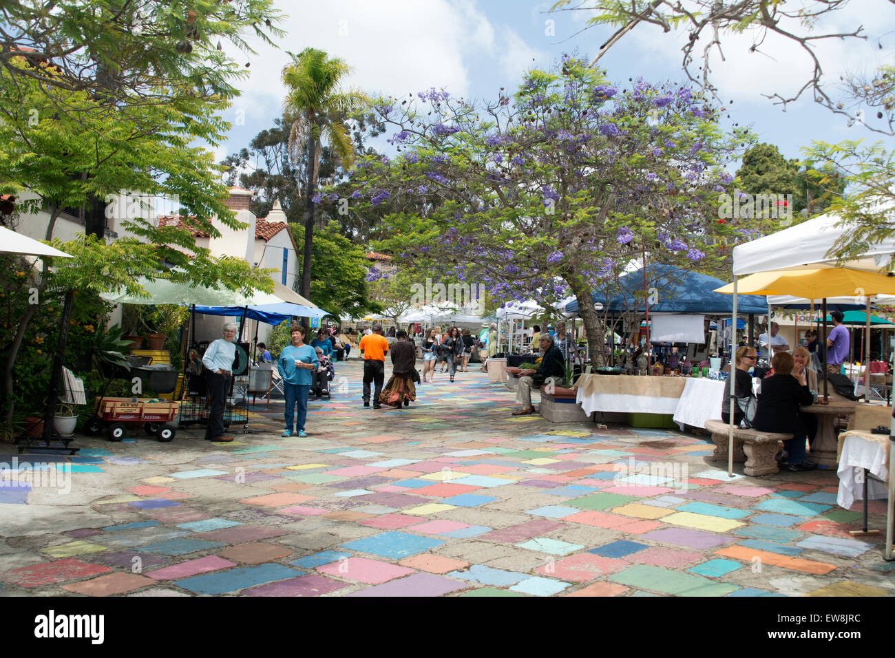 Das spanische Dorf Art Center Bereich im Balboa Park, San Diego, Kalifornien Stockfoto