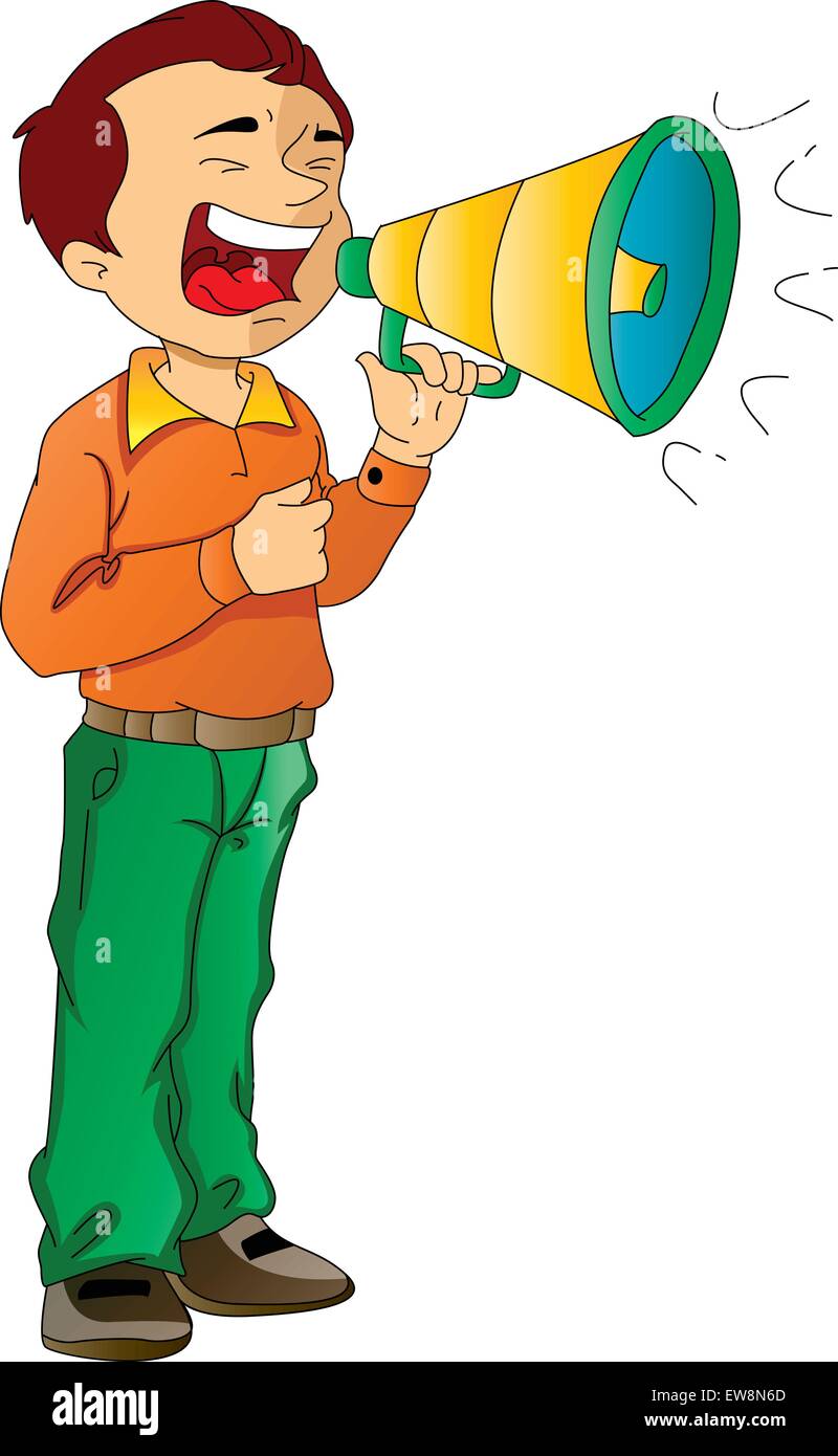 Mann mit einem Megaphon, Vektor-illustration Stock Vektor