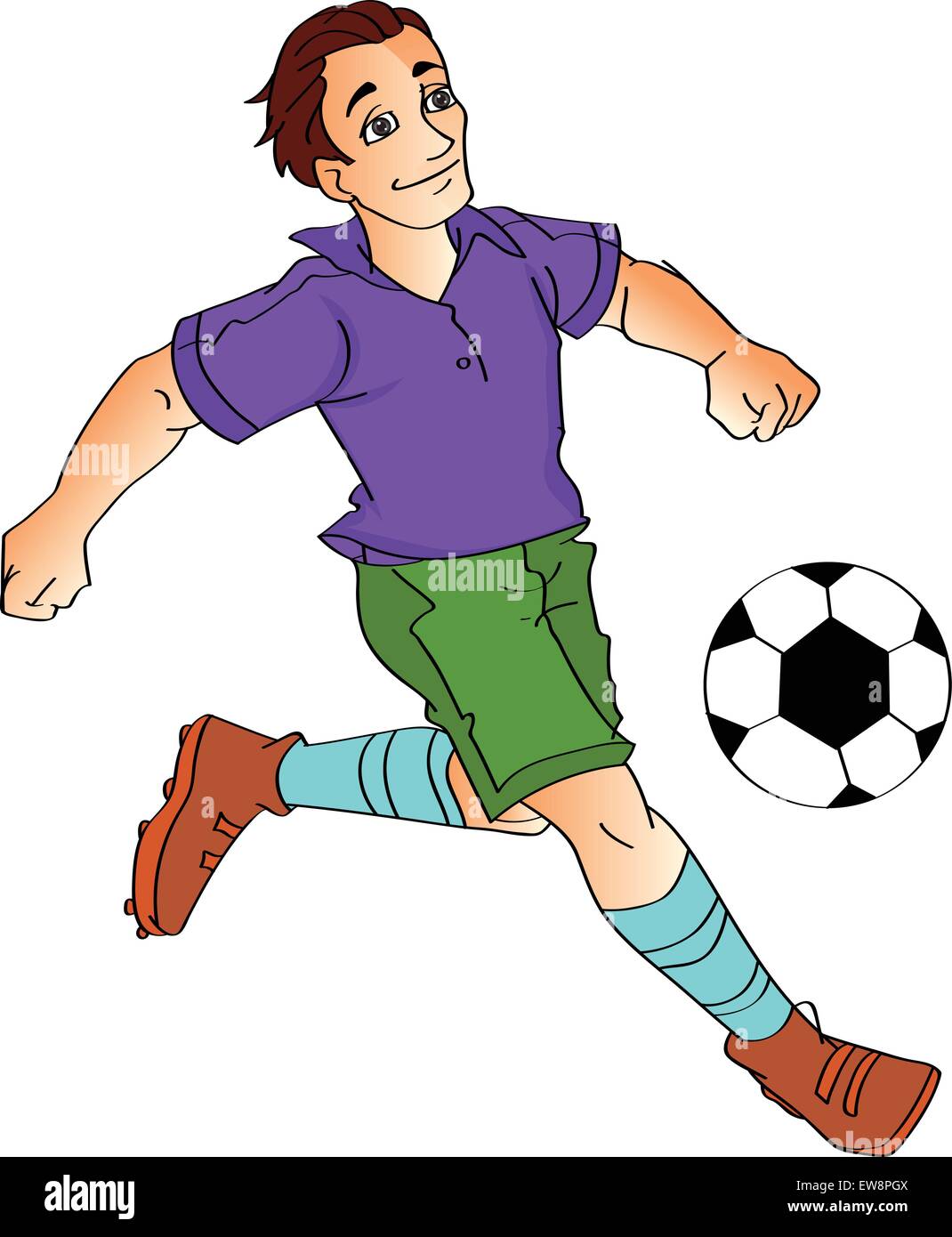 Junge Menschen spielen Fußball, Vektor-illustration Stock Vektor