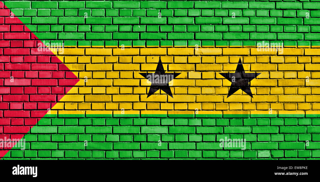 Flagge von São Tomé und Príncipe auf Mauer gemalt Stockfoto