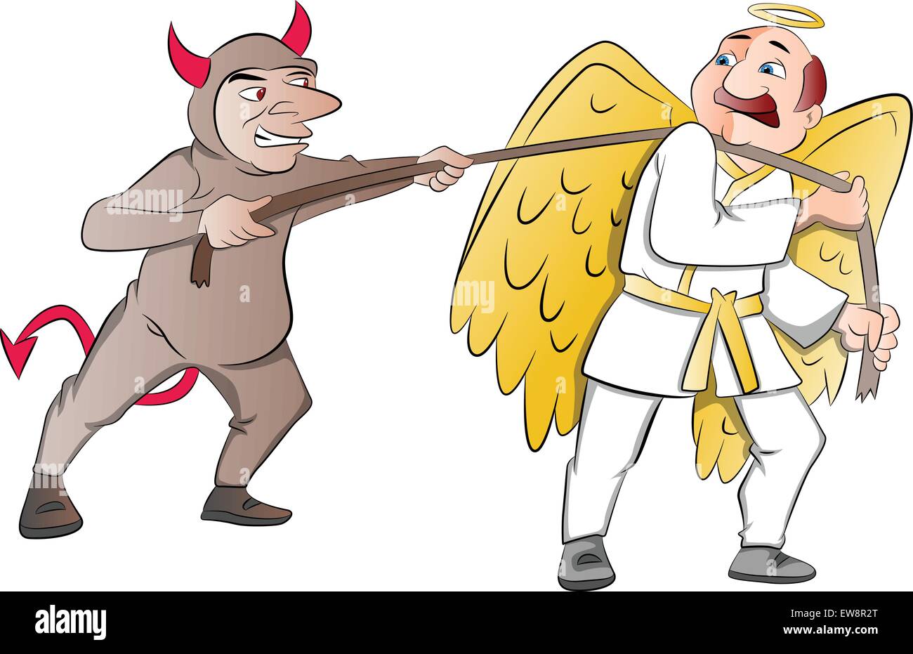 Tauziehen zwischen ein Teufel und ein Engel, Vektor-illustration Stock Vektor