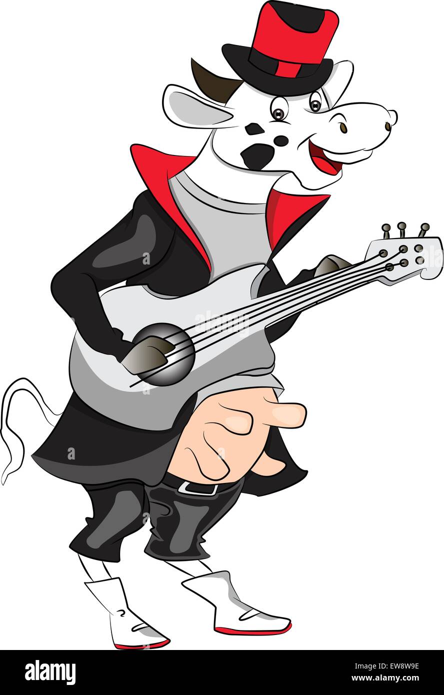 Vektor-Illustration von glücklichen Kuh, Gitarre zu spielen. Stock Vektor