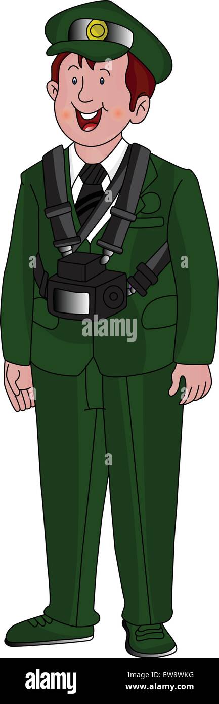 Vektor-Illustration von happy Tourist mit Digitalkamera. Stock Vektor