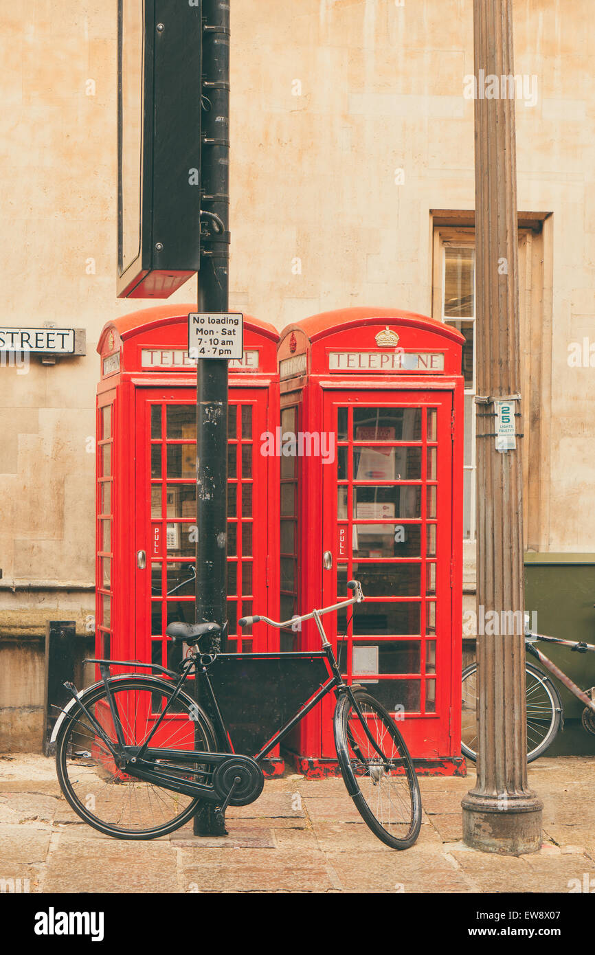 Britischen roten Telefonzellen in Cambridge, England Stockfoto