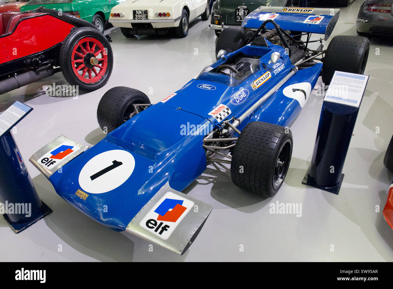 Der März 701 (Tyrrell), ausgestellt im Heritage Motor Centre in Gaydon, ein bahnbrechender Formel-1-Wagen aus der Saison 1970. Stockfoto