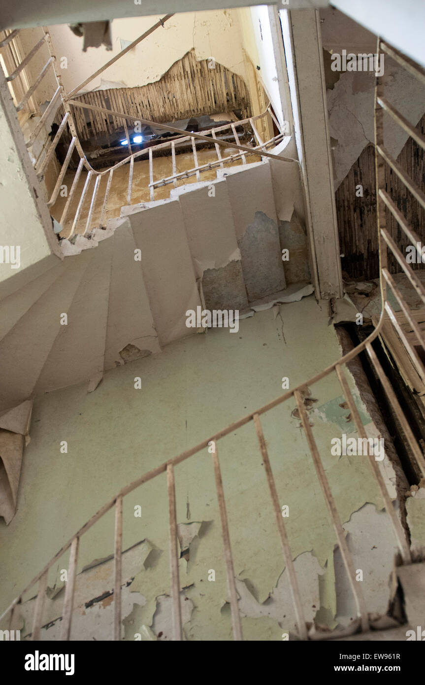 Verfallene Treppe in Nocton Halle in Lincolnshire, England UK Stockfoto