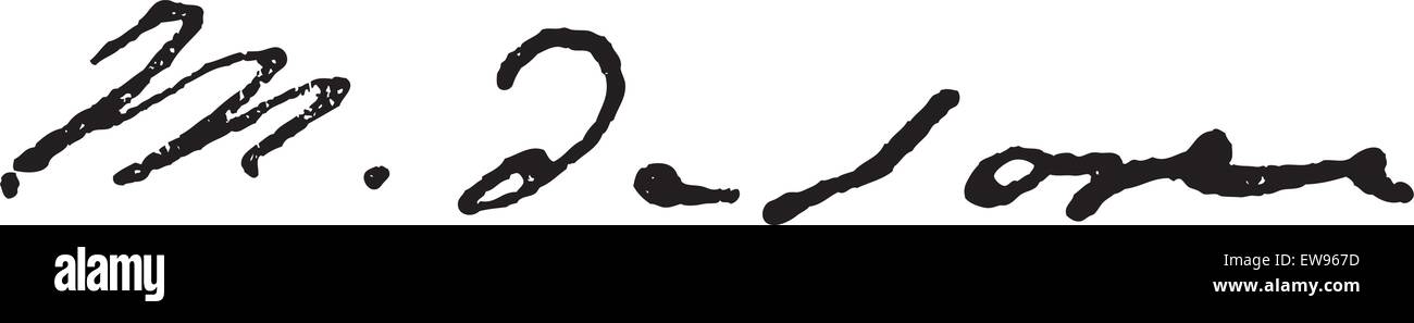 Signatur von Maurice de Saxe, Marschall von Frankreich (1696-1750), graviert Vintage Illustration. Wörter und Sachen - Lar Stock Vektor