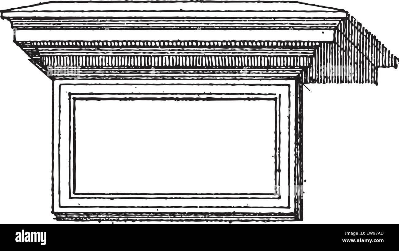 Alten gravierte Darstellung der Tabelle (Architektur). Wörter und Sachen - Larive und Fleury Stock Vektor