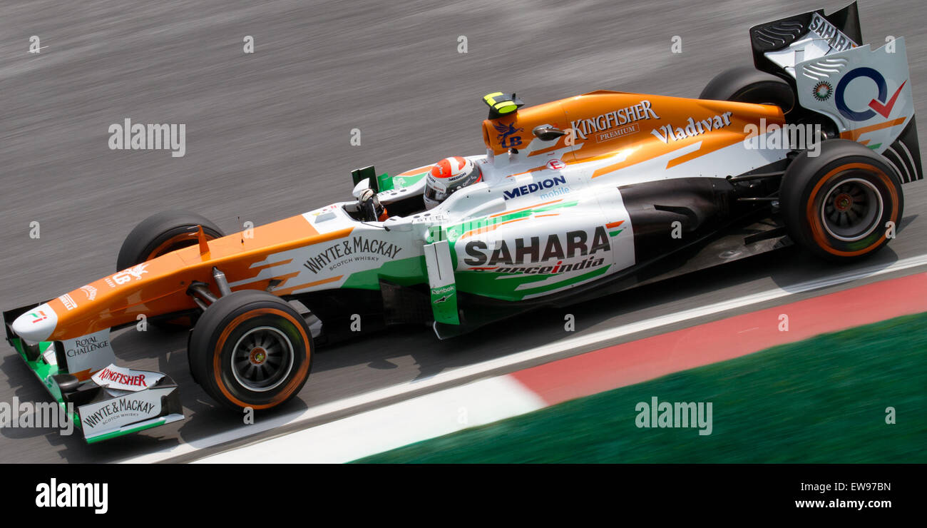 Adrian Sutil nahm an der ersten Trainingseinheit des Großen Preises von Malaysia 2013 auf dem Sepang International Circuit Teil. Stockfoto