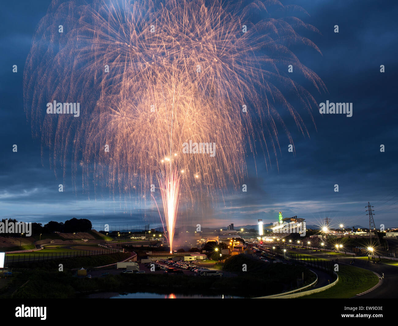 Feuerwerk in der Super GT 2014 Suzuka (Sonntag) Stockfoto