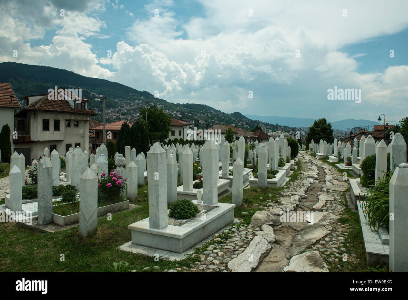 Kovaci Friedhof in Sarajevo Stockfoto