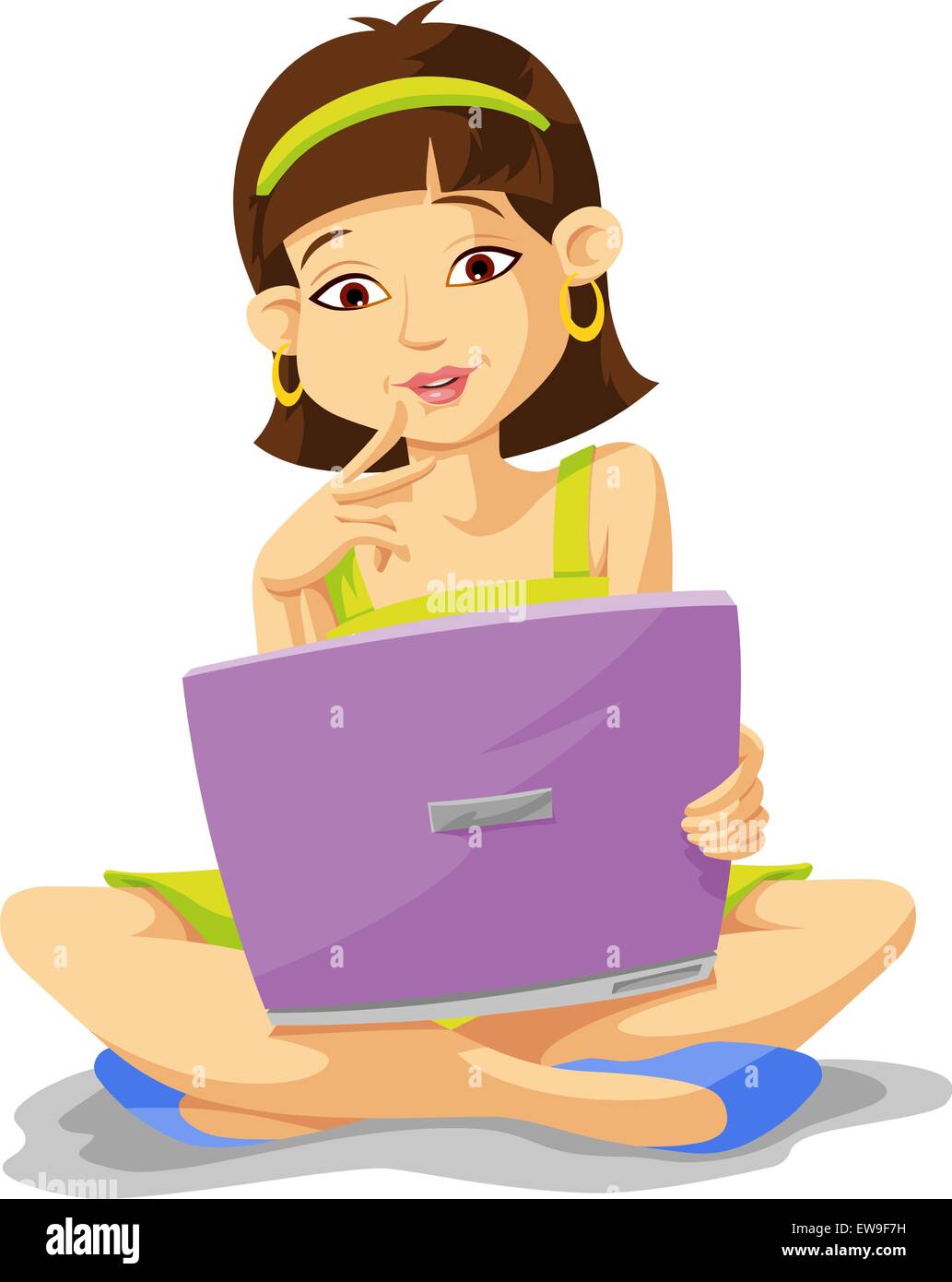 Bildung zeigt eine Mädchen mit einem Notebook-Computer, Vektor-illustration Stock Vektor