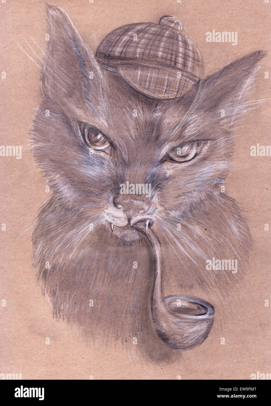 Katze mit Rohr Stockfoto