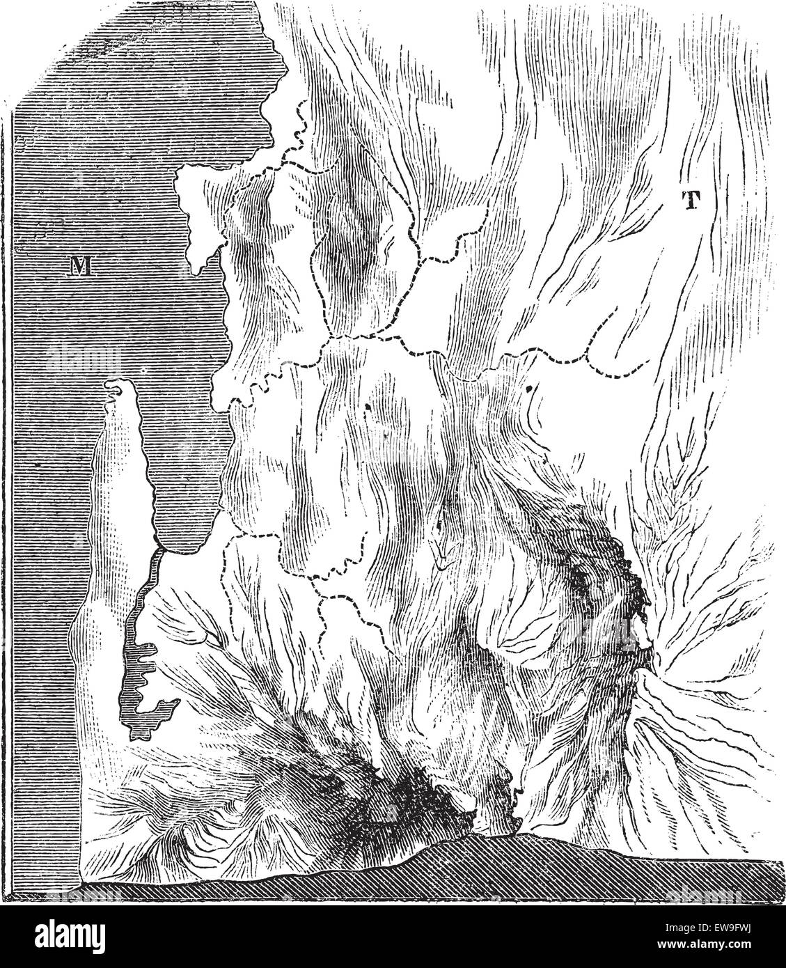 Abb. 6. Wirkungs-Kurven in der Masse, Vintage gravierten Abbildung gearbeitet. Magasin Pittoresque 1875. Stock Vektor