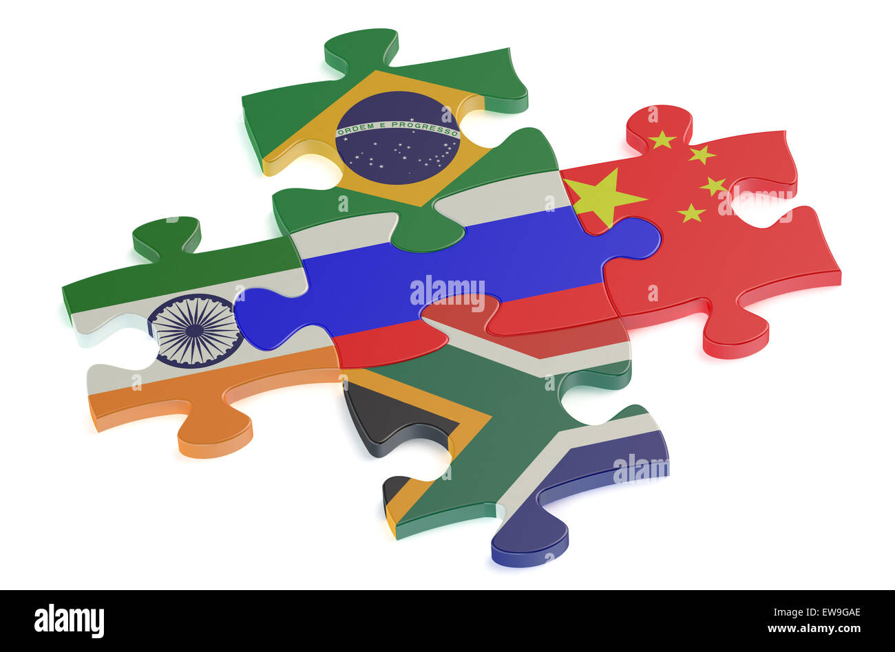 BRICS-Konzept mit puzzle isolierten auf weißen Hintergrund Stockfoto