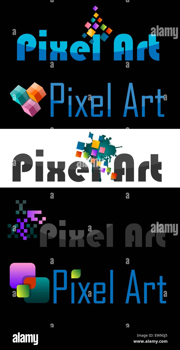 Pixel-Art Logo, verschiedene Designs, Vektor-illustration Stock Vektor