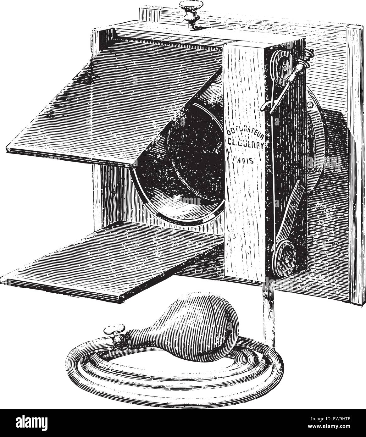 Universellen instant doppelter Klappe Klappe, graviert Vintage Illustration. Üblichen Medizin Wörterbuch - Paul Labarthe - 1885. Stock Vektor